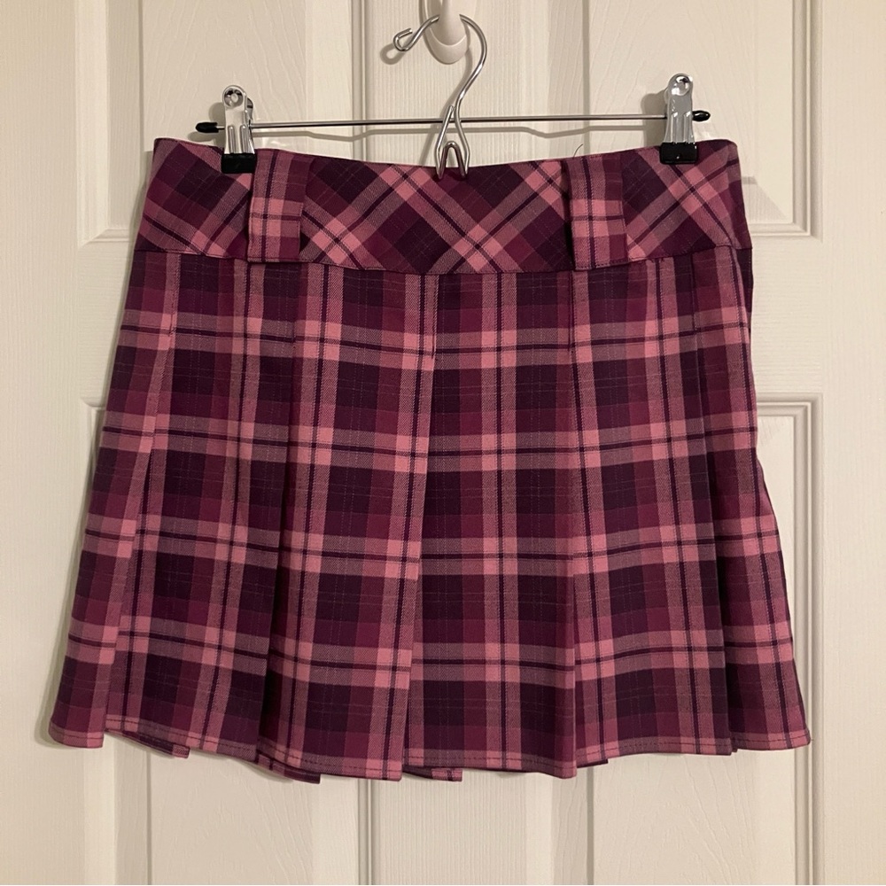 Purple & Pink Plaid Pleated Schoolgirl Skirt